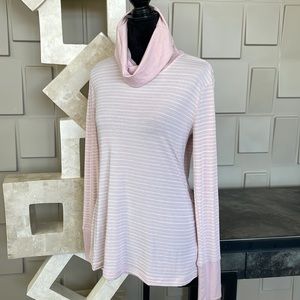 Columbia turtleneck top pink white stripe long sleeve long length Size Medium